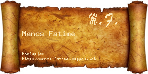 Mencs Fatime névjegykártya